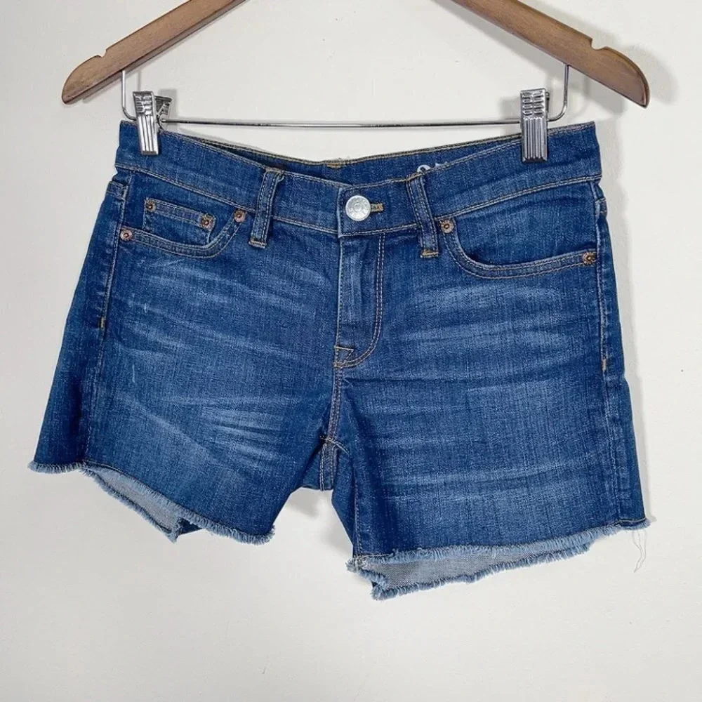 J.CREW | INDIGO DENIM CUT OFF DARK WASH JEANS